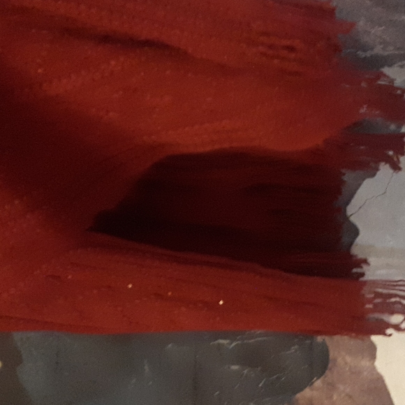 NWT deep red ruffle bottom sequins knitted super soft poncho/cardigan sm to lg - Picture 4 of 8